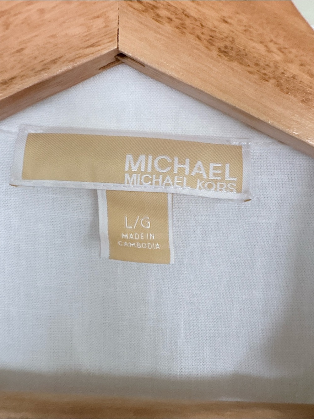 Michael Kors Button Front White Linen Collard Sleeveless Blouse Top Sz Large - Picture 4 of 5
